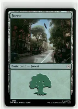 Forest 0198 FOIL - Spider-Man MTG NM - Image 1