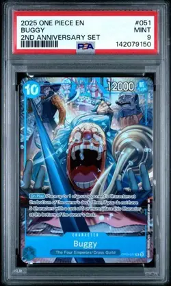 2025 ONE PIECE ENGLISH VERSION 2ND ANNIVERSARY SET #051 BUGGY PSA 9 - Image 1