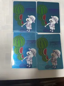 One Piece Natsukomi Meta Kira Card Luffy Watermelon 4 piece set from Japan - Image 1