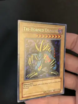 Tri-Horned Dragon LOB-000 Secret Rare Unlimited Legend of Blue Eyes NM - Image 3