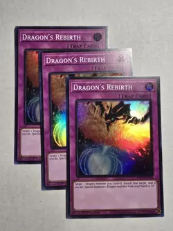 YUGIOH x3 RA05-EN078 DRAGON'S REBIRTH - SUPER RARE 1st EDITION - Image 1