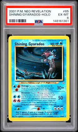 2001 Pokemon Neo Revelation Shining Gyarados Holo #65 PSA 6 EX-MT - Image 1