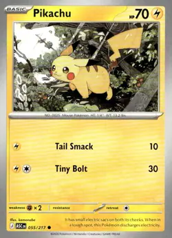 Pikachu 055/217 Common Ascended Heroes Pokemon Lightly Played - Image 1