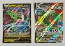 Rayquaza V 100/159 + VMAX 101/159 Ultra Rare Set Pokemon SWSH Crown Zenith - Image 1