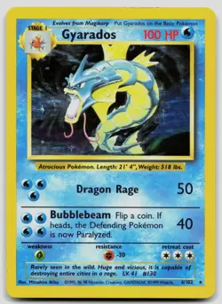 Gyarados 6/102 Base Set Unlimited Holo Pokemon MP - Image 1