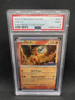 2023 POKEMON SVP PROMO PARADOX RIFT PRERELEASE-STAFF #057 CHI-YU PSA 9 - Image 1