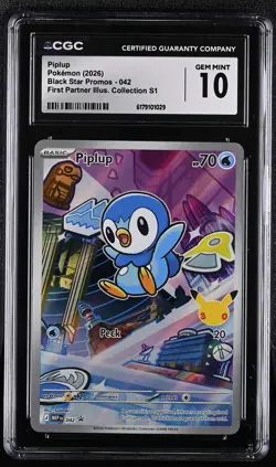 Piplup #042 First Partner Black Star Promo CGC 10 Gem Mint - Image 1