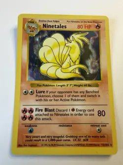 Pokemon TCG Ninetales Base Set Holo Unlimited Rare Card 12/102 LP Condition - Image 1