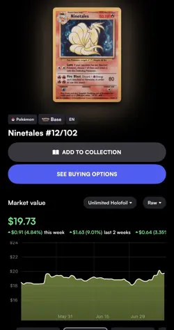 Pokemon TCG Ninetales Base Set Holo Unlimited Rare Card 12/102 LP Condition - Image 3