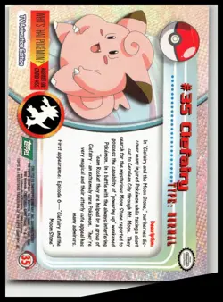 Topps Pokemon Clefairy #35 TV Animation Edition Non Holo Green Logo 1999 - Image 2