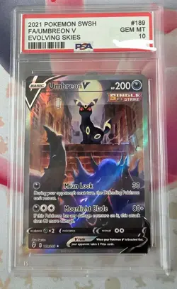 Pokemon Card Umbreon V Evolving Skies 189/203 Full Alt Art Secret Rare - PSA 10 - Image 1