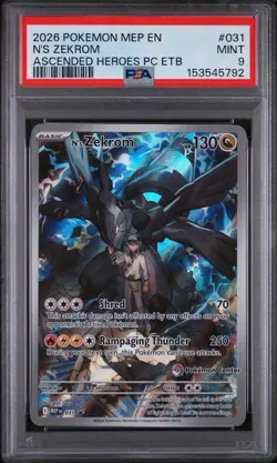 2026 POKEMON MEP EN-ME BLACK STAR PROMO POKEMON CENTER N'S ZEKROM PSA 9 - Image 1