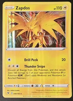 Zapdos 048/185 2020 Pokemon Sword & Shield Vivid Voltage Holo Rare - Image 1