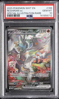 2025 POKEMON WHT EN-WHITE FLARE SPECIAL ILLUSTRATION RARE RESHIRAM EX PSA 10 - Image 1
