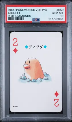 2000 POKEMON SILVER VERSION PLAYING CARDS 2 OF DIAMONDS #050 DIGLETT PSA 10 - Image 1