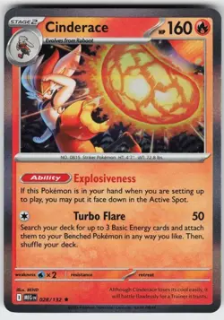 Cinderace 028/132 Mega Evolution R Holo NM/M Pokemon - Image 1