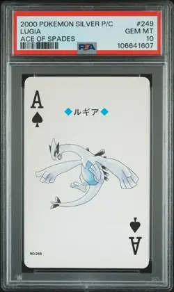 2000 POKEMON SILVER VERSION PLAYING CARDS ACE OF SPADES #249 LUGIA PSA 10 - Image 1