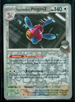Pokemon TEAM ROCKET'S PORYGON-Z 155/182 - Destined Rivals - Rev Holo - MINT - Image 1