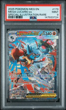 2025 POKEMON MEG EN-MEGA EVOLUTION #179 MEGA LUCARIO EX PSA 9 - Image 1