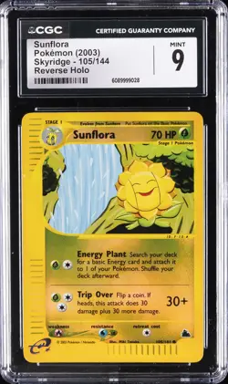 2003 POKEMON SKYRIDGE - REVERSE HOLO #105/144 SUNFLORA CGC 9 - Image 1