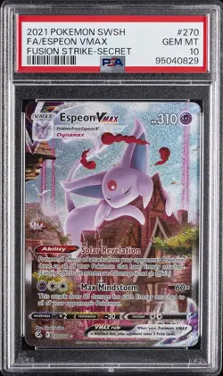 2021 POKEMON SWORD & SHIELD FUSION STRIKE SECRET FULL ART/ESPEON VMAX PSA 10 - Image 1