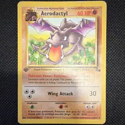 Pokemon TCG Aerodactyl 16/62 Fossil 1st Edition English Rare 60 HP DAMAGED - Image 1