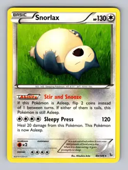 Snorlax 80/106 Rare Flashfire Pokemon Lightly Played - Image 1