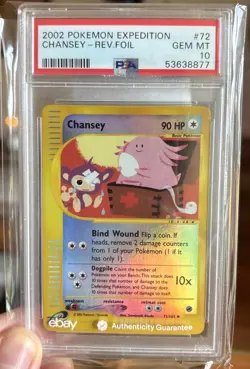 PSA 10 Reverse Holo Chansey #72 Expedition Uncommon Pokemon 2002 GEM MINT Pop 21 - Image 1