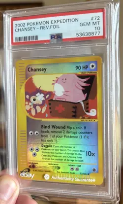 PSA 10 Reverse Holo Chansey #72 Expedition Uncommon Pokemon 2002 GEM MINT Pop 21 - Image 3