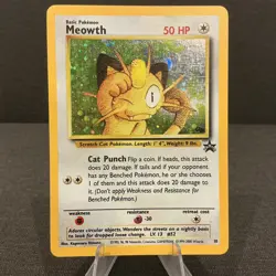 Meowth 10 WOTC Black Star Promo Holo Vintage Pokemon TCG Card - Image 1