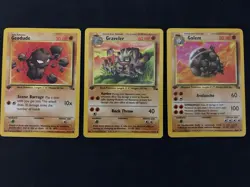 Pokemon Fossil 1st Edition Geodude, Graveler, Golem Lot Non Holo NM- - Image 1