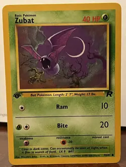 1st Edition Zubat - Vintage Wotc 70/82 Team Rocket Pokemon Card NM MT - Image 1