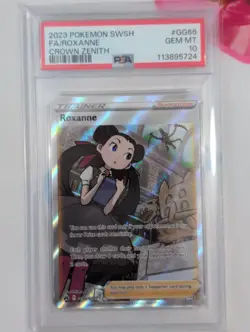 2023 POKEMON SWORD & SHIELD CROWN ZENITH #GG66 FULL ART/ROXANNE PSA 10 - Image 1