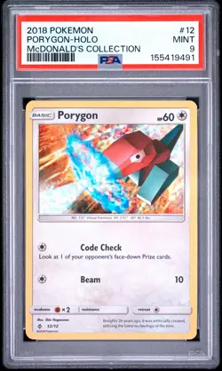 2018 POKEMON MCDONALD'S COLLECTION #12 PORYGON-HOLO PSA 9 - Image 1
