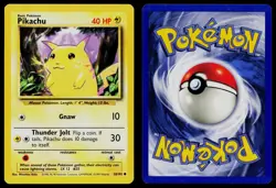PIKACHU 58/102 COMMON BASE SET UNLIMITED POKEMON LP - Image 3