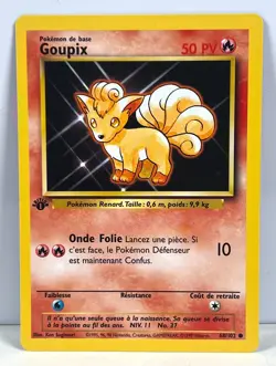 Vtg 1999 1st Edition Base Set French Vulpix Pokemon Goupix 68/102 WOTC LP TCG - Image 1