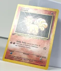 Vtg 1999 1st Edition Base Set French Vulpix Pokemon Goupix 68/102 WOTC LP TCG - Image 3