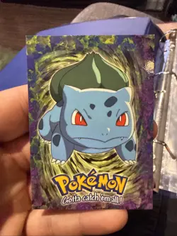 1991 Pokemon Topps TV Animation Black Logo E1 Bulbasaur Lp - Image 1