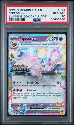 2025 POKEMON PRE EN-PRISMATIC EVOLUTIONS SURPRISE BOX EXCLUSIVE ESPEON EX PSA 10 - Image 1