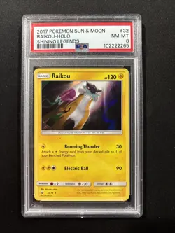 Pokemon Card Raikou 32/73 Holo Foil Shining Legends PSA 8 - Image 1