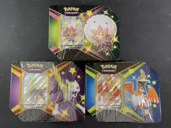 Pokemon Cards x3 Shining Fates Factory Sealed Tins Eldegross Cramorant Boltund V - Image 1