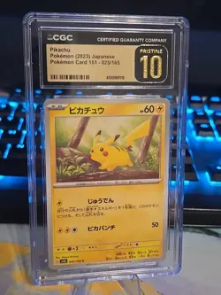 ✨🖤 Pikachu Certified Pristine 10 Graded 025/165 Pokemon 151 Card Pika Pika 💎🔥 - Image 1