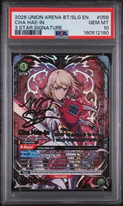 Union Arena Cha Hae-In BT/SLG EN 058 FoilSR 2 Star Signature PSA 10 *ERROR SLAB* - Image 1