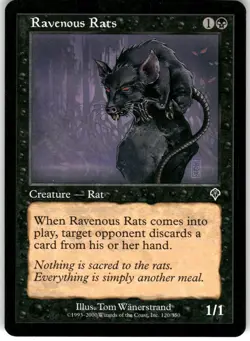 Ravenous Rats 120 Invasion Magic The Gathering MTG Card 2000 Near Mint - Image 2