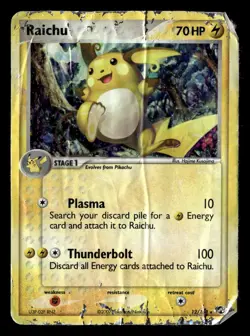 Raichu 12/108 Rare Holo Power Keepers Pokemon Card DAMAGED DESTROYED - Image 2