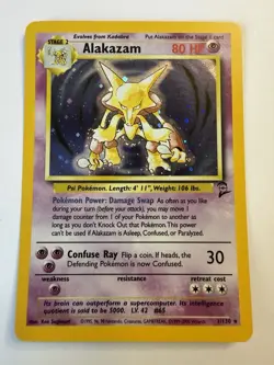 Alakazam - 1/130 - Holo Rare - Base Set 2 - Pokemon Card - LP - Image 1