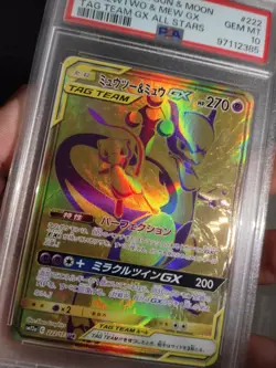 Pokemon Japanese Card Mewtwo & Mew 222/173 Tag Team All Stars SM12a PSA 10 Mint - Image 3