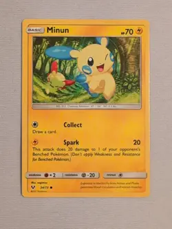 Minun #34/73Shining Legends Pokemon TCG Common Card Lightly Played LP - Image 1
