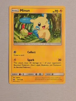 Minun #34/73Shining Legends Pokemon TCG Common Card Lightly Played LP - Image 3
