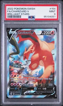 2022 POKEMON SWORD & SHIELD BRILLIANT STARS #154 ALT ART/CHARIZARD V PSA 9 - Image 1
